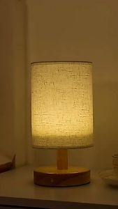 Fabric Bedside Night Light Wooden Table Lamp LED Desk Lamp Night Feeding for Bedroom SG Seller