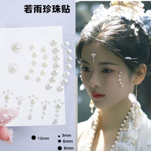 Pearl Face Stickers Song Dynasty Style Half Circle Makeup Adhesives Childrens Facial Decoration Diamond Rhinestone Appliques