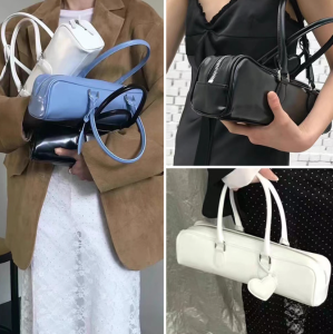 Weare Early Spring New Style Real Cowhide Painted Baguette Handbag Shoulder Heart Shaped Soft Leather Zipper Casual Fashion