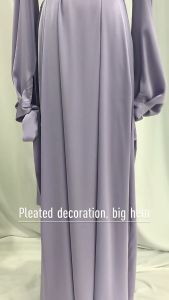 Soft waist dress muslim abaya European and American Dubai satin high-density sardine dress