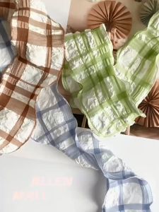 1.5" x 10Yd Bubble Wrinkle Wave Edge Plaid Ribbons for Bridal Bouquets Gifts Wrapping Wedding Decoration DIY Material