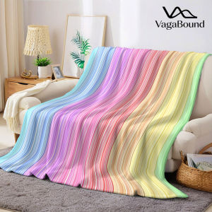 Pastel Stripe Flannel Blanket Warm Soft Halloween Christmas Decorative Couch Warm Cozy All-Season Gift