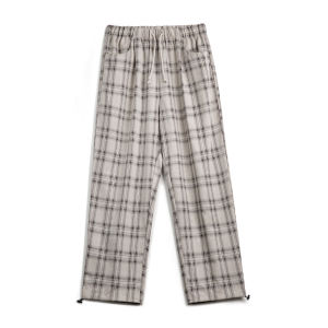MADEN | American Retro Wide Leg Plaid Color-woven Loose Lightweight Drawstring Pants