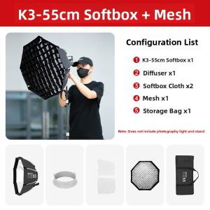 TRIOPO | Quick Assembly Octagonal Softbox Soft Light Box with Bowens Mount Portable Striped and Square Shaped Mini