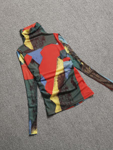 Fleece Lined High Neck Mesh Base Shirt Womens Autumn Winter Thick Warm Slim Fit Netting Top Stylish Commute Style Print Design