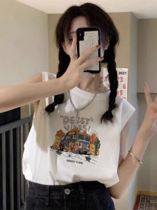 Áo Vest Không Tay Mùa Hè Rộng Rãi Cho Nữ Phong Cách Mỹ Cổ Điển Áo Thun Tay Lửng Không Tay Áo Ba Lỗ Cotton 100% Thường Ngày