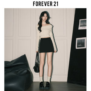 Forever21 Retro Black Pear Shaped A-Line Mini Skirt Womens High Waist Anti-Light Small Size Suit Half-length Skirt