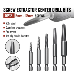🎨🎁【Special price】HITN 5pcs Hexagonal Shank Broken Head Screw Extractor Screw Broken Head Screwdriver For Taking Out Electric Drill Tool Set Screw Extractor Center Drill Bits