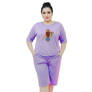Setelan Wanita Jumbo Ld 130 Cm Bahan Babyterry Terbaru Baju Satu Set Wanita Kekinian pegang bunga