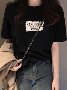 Retro Niche Design Short Sleeve T-Shirt Female 2024 Summer New Arrival round Collar in Black Chic Beautiful 100% Cotton Coat
