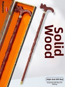 MOQILIN | Elderly-friendly Carved Rosewood Walking Stick Non-slip Lightweight