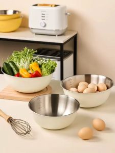 3pcs Mixing Bowl Stainless Steel Salad Bowls Kitchen Cooking Tool Colorful Baking Bowls Food Grade Mixing Bowl