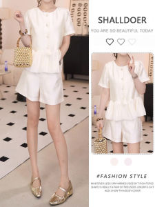 Shalldoer | Fashionable French Style Womens Summer Set Round Neck Sleeveless Shirt Casual Shorts Two-Piece Suit Pearl Sensation New 2025