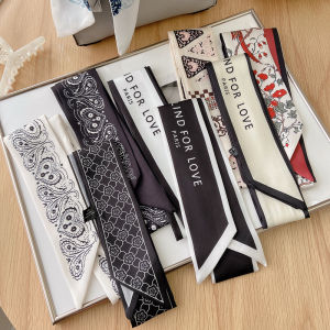 Silk Scarf French Hair Band Autumn Thin Bean Bag Retro Silk Scarf Womens Small Bench Ribbon Decorative Scarf Scarf Ribbon