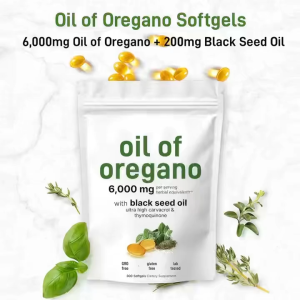 Oil Of Oregano Softgels | 6000mg Oregano + Black Seed Oil Immune Body Wellness Herbal Supplement
