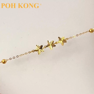 POH KONG 750/18K Yellow Gold Triple Star With Beads Bracelet