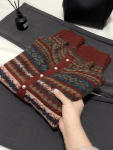 QINGNAER | Vintage Fashionable Autumn Winter Oversized Knitted Cardigan