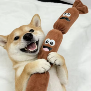 Durable Dog Plush Chew Toy Squeak Chewable Molar Simulated Sausage with BB Sound Teeth Cleaning Bite-Resistant for Puppies