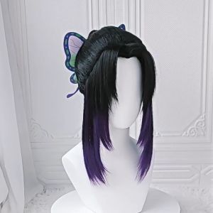Shinobu Wigs Hair Demon Slayer Kimetsu Yaiba Kochou Cosplay Headwear Heat Resistant Synthetic Anime Hair