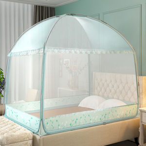 Foldable Mongolian Tent Mosquito Net for Bedroom Child Anti-Fall 1 Bed Home Use 2025 New Model Three Door Design Glass Fiber Frame