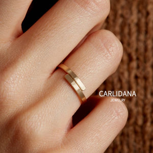 Dislocation Cross Smooth Opening Ring Ipg18k Gold Plated Titanium Steel Fashion Wind Normcore Simple and Stylish Personality Couple Rings