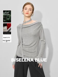 BEIQIANI | One-Shoulder Elegant Drape Womens Knitted Top