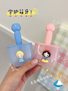 Baby Toothbrush Silicone Toddler Child Girl Cartoon Design Mouth Holder Brushing Teeth Tool Suitable for Ages 2-12 Years Old