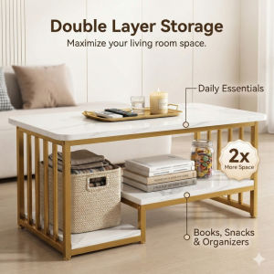2-Tier Coffee Table Modern Creative Combination Tea Table Small Apartment Sofa Center Table