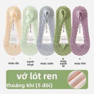 Vớ cổ ngắn ren chống trượt mỏng