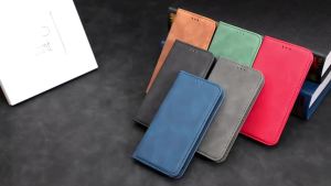 Suitable for Samsung A07 phone - magnetic cover pure color clamshell business wallet - Galaxy A25 card slot  A56 protection case
