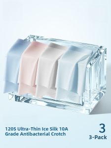 MiiOW | Mens Ice Silk Briefs Breathable Seamless Boxer Shorts Mid Waist Simple Style Summer Comfortable Underwear Nylon Fabric Quick Dry