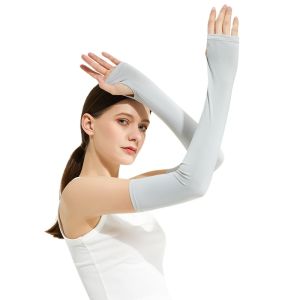Womens Summer Outdoor Ice Silk Sunscreen Sleeves Long Gloves Arm Guard Driving UV Protection Breathable Elastic Comfortable Cool