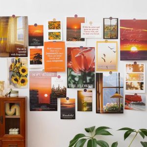 สติกเกอร์การ์ดศิลปะสไตล์นอร์ดิกสําหรับตกแต่งผนังห้องนอนการปรับปรุงหอพักโปสเตอร์ฉากผนังสติกเกอร์ผนังแบนวัสดุกระดาษ