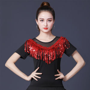 Shirley Dance Square Dance Costume Set with Fringe Sequin Short Skirt for Adults Performance Dancing Outfit Professional Latin