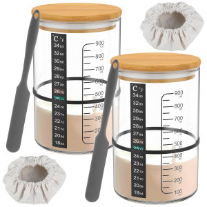 900 ML Sourdough Starter Jar Kit Large Capacity Reusable Sourdough Starter Container Wide Mouth Glass Sourdough Fermentation Jar