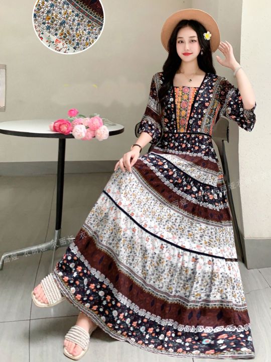 bohemian style dresses philippines Filipino Vintage Distressed Philippines Flag Dress Fashion Boho Beach Long Dresses Female Party Printed Maxi Dress