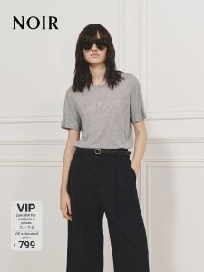 MO&Co. | NOIR Series Short Sleeve TENCEL Wool Embossed Printing T-shirt