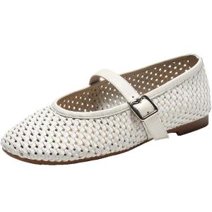 Belle | Vacation Style Weaving Cutouts Mary Jane Womens Shoes Thin Bottom