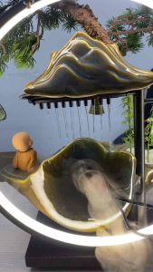 [TẶNG KÈM HỘP NỤ TRẦM] Thác Nước Phong Thủy Trầm Hương Tượng Chú Tiểu Thác Nước Decor Làm Quà Tặng