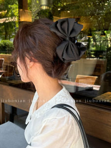 Elegant Satin Hair Clip with Glitter Butterfly Bow for Women Hair Thickening Shark Bite Hair Clip French Style Party Accessory