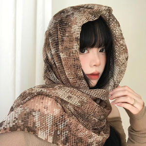 Waste Soil Wind Concave Modeling Artifact Asian Culture Camouflage Scarf Desert Silk Scarf Y2g Hip-Hop Street Scarf Shawl Tide