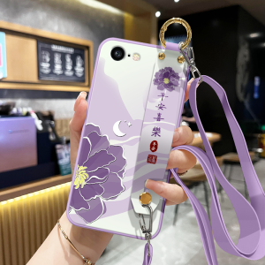 Applicable to Apple 8 Phone Case iPhone New Arrival 8plus Classy 7 Flowers 7Plus Drop-Resistant 6S Soft 6SPlus Protective Case 6 Ping An 6plus Joy Wrist Strap Bracket Crossbody Strap Neck Rope