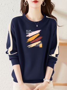 Áo Nỉ Dài Tay Dày Màu Khối Thường Ngày Áo Khoác Ngoài Mùa Thu Đông Áo Nỉ Cổ Tròn Rộng Rãi Thời Trang Chống Lão Hóa