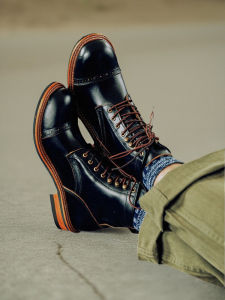 Retro Genuine Leather British Style High Top Workwear Motorcycle Shoes Martin Paratrooper Boots Large Head Layer Cowhide Boots for Men