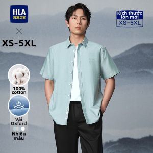 HLA | Áo Sơ Mi Cổ Oxford Cotton Sạch Tinh Khiết Tay Ngắn Dành Cho Mùa Xuân và Hè Nam