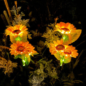 กลางแจ้ง LED โคมไฟสนามหญ้าดอกทานตะวันพลังงานแสงอาทิตย์ไฟ GROUND Light Christmas GARDEN PARTY งานแต่งงาน Courtyard Navidad ตกแต่ง