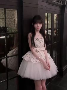 CHANGTONG | Dotted Mesh French Style Layered Dress