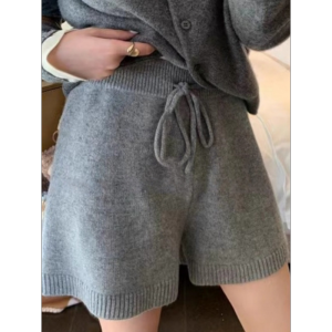 HUOLISI | High Waist Slim A-line Tweed Wide Leg Shorts For Women