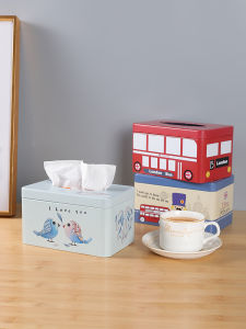Creative Iron Art Desktop Tissue Box Living Room Bathroom Spring Support Napkin Box Car Mounted Tissue Box Home Storage Organizer