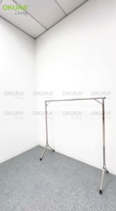 OKURA Extendable Single Pole Stainless Steel Clothes Hanger Folding Drying Rack Ampaian Baju Rak Besi Sidai Baju